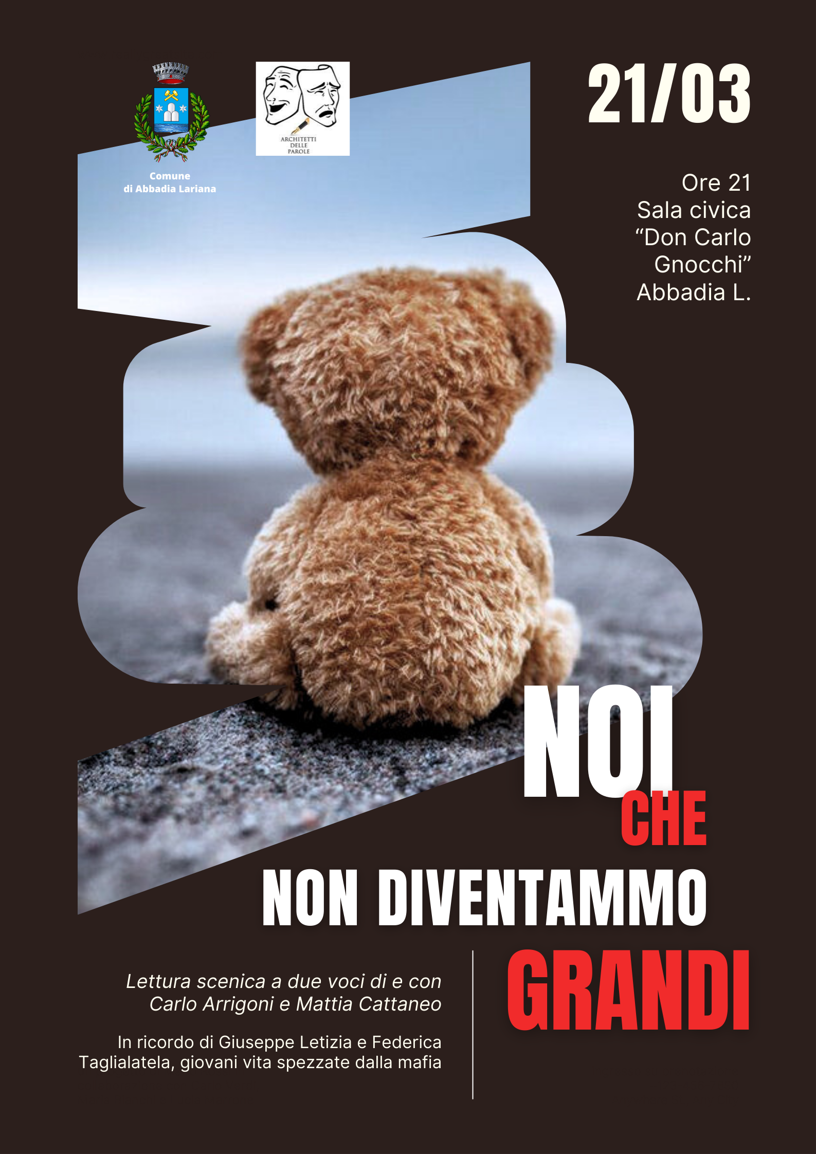 Lettura contro le mafie "Noi che non diventammo grandi"